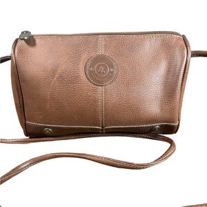 Liz Claiborne Brown Pebbled Leather Crossbody Bag Vintage Style